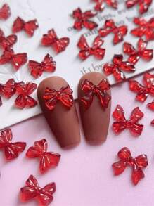 50 piezas de decoración de uñas 3D, rojo oscuro, borgoña, rojo oscuro, moño, adecuado para crear arte de uñas, estilo lindo, accesorios de decoración de moda DIY, a juego con uñas brillantes y mates, uñas largas, uñas cortas, uñas almendradas, piezas de uñas de ballet, uñas puntiagudas francesas todas son adecuadas