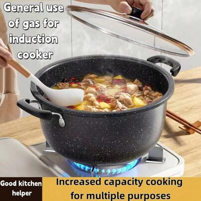 1pc Maifanshi Soup Pot With Lid, Non-Stick Pot, Steamer Pot, Stew Pot, Household Cooking Pot, Suitable For Gas & Induction Cooktop, Kitchen, Hotel, Outdoor Use. Clean With Soft Sponge To Avoid Scratching The Coating.