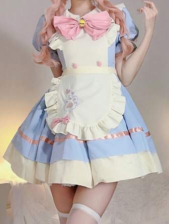 1pc Cute Maid Cat Costume Dress, Suitable For Cosplay, Holidays, Conventions, Parties, And Daily Wear