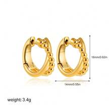 1 Cặp Hoa tai vòng tròn nhỏ màu vàng 18K, thiết kế hình cầu phù hợp với dái tai lớn, đeo nhiều lớp - Vàng - Xem 3