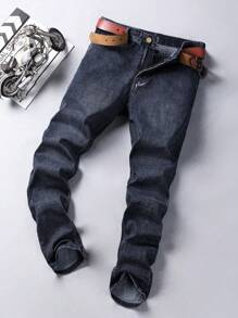 Pantalon en denim extensible pour homme, coupe ajustée, décontractée et habillée pour les affaires