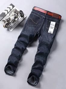 Pantalon en denim extensible pour homme, coupe ajustée, décontractée et habillée pour les affaires