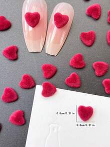 一袋20个美甲用品，毛衣毛绒质地，酒红色心形设计，3D立体，适合打造美甲和可爱风格秋冬DIY装饰配件，长指甲，短指甲，杏仁指甲，芭蕾指甲，适合圣诞节和感恩节庆祝活动，节日，婚礼，摄影，约会场合，美甲产品，美甲首饰，美甲吊坠 - 酒紅色 - 查看 4