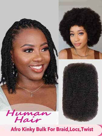 Afro Kinkys Bulk Human Hair For Dreadlocks Extensions Reparation Locs, Twist Braiding Afro Kinky Human Hair For Locs 1 Pack 50 Gram