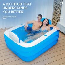 Inflatable Adult Bath Tub 2 Person, Freestanding Blow Up Bathtub With Foldable Portable Feature For Adult Spa, Indoor And Outdoor Universal Folding Pool - Multicolor - View 3