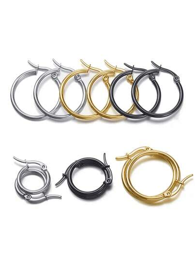 10pcs Gold/Silver Stainless Steel Open Earrings Circle 15 20 25 40mm Earring Hooks Base Ear Ring For Jewelry Making Components DIY