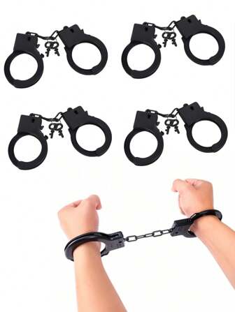 1pc Black Plastic Handcuffs For Costume Halloween(Inner Diameter Less Than 5cm)