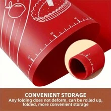 Tapete de silicona antiadherente para hornear, apto para pizzas y pasteles - Herramienta de cocina fácil de limpiar para panaderos y entusiastas de la cocina en el hogar, disponible en color rojo, en tamaños grande (23.62x18.3 pulgadas) y pequeño (15.74x11.61 pulgadas) - Multicolor - View 8