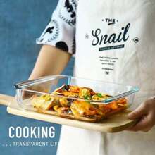 1pc Square Baking Dish, High-Borosilicate Heat-Resistant Lead-Free Glass, For Salad, Dessert, Baking Oven And Microwave