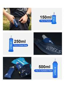 WRELS 2pcs Outdoor Foldable Soft Water Bottles With Carabiner, Lightweight And Portable For Cycling, Running, Hiking, And Outdoor Adventure - Multicolor - View 5