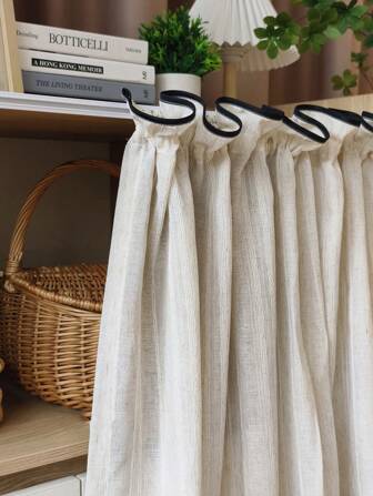 1Piece ,Rustic Faux Linen Textured Short Curtain Panel - Versatile For Kitchen, Dining Cabinets & Doorways, Easy-Care Washable, Light Filtering Farmhouse Decor