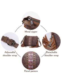 1 szt. Bohemian damska mała torba na ramię typu crossbody, torba weekendowa. Western Wallet Fashion Leisure Bag, grawerowana torba z PU. Nadaje się na imprezy i dojazdy do pracy, doskonały prezent
