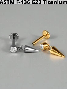 1 pièce Boucle d'oreille pendante de cartilage en titane G23 unicolore avec la forme de la lune, étude, 16G, avec filetage interne, épée, helix, oreille tragus, bijoux de piercing corporel