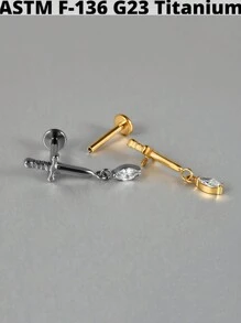 1 pièce Boucle d'oreille pendante de cartilage en titane G23 unicolore avec la forme de la lune, étude, 16G, avec filetage interne, épée, helix, oreille tragus, bijoux de piercing corporel
