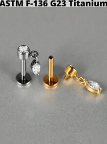 1 pièce Boucle d'oreille pendante de cartilage en titane G23 unicolore avec la forme de la lune, étude, 16G, avec filetage interne, épée, helix, oreille tragus, bijoux de piercing corporel
