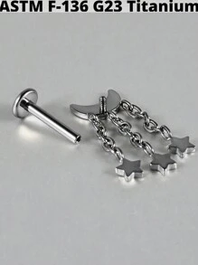 1 pièce Boucle d'oreille pendante de cartilage en titane G23 unicolore avec la forme de la lune, étude, 16G, avec filetage interne, épée, helix, oreille tragus, bijoux de piercing corporel