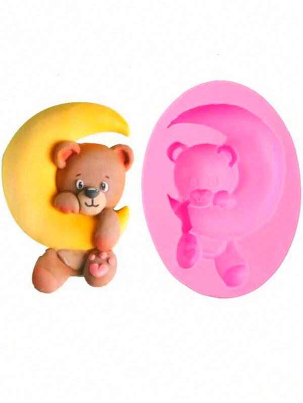 1pc Silicone Mold In The Shape Of A Bear Hugging The Moon