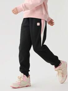 Balabala Pantalones jogger para niñas, pantalones holgados y cálidos de forro polar para otoño/invierno 2024