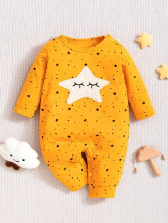 婴儿男孩星星印花连体衣