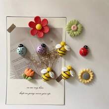 10pcs Flower, Bee, Ladybug Fridge Magnets, Cute Decorative Magnets, Personalized Refrigerator Stickers Suitable For Kitchen, Office, Whiteboard, Storage Cabinet, Dishwasher, Kitchen Decor, Home Decor, Holiday Gift, Party Favor - Multicolor - View 7