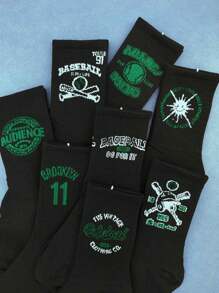 5 Pairs Men's Casual Long Socks, Students Sports Crew Socks, Basketball Socks,Versatile For Daily Wear, Suitable For All Season, Autumn