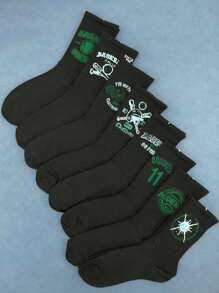 5 Pairs Men's Casual Long Socks, Students Sports Crew Socks, Basketball Socks,Versatile For Daily Wear, Suitable For All Season, Autumn