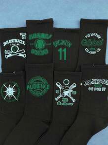 5 Pairs Men's Casual Long Socks, Students Sports Crew Socks, Basketball Socks,Versatile For Daily Wear, Suitable For All Season, Autumn