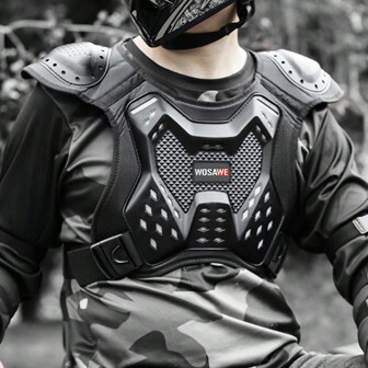 WOSAWE WOSAWE Adults Motorcycle Body Armour Vest Chest Spine Protector For Downhill Cycling Skating Scooter Protective Gear