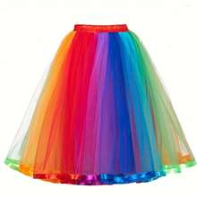 Christmas Multi-Layer Rainbow Tulle Skirt, Puffy Princess Tutu Skirt For Adults Fall Clothes For Women