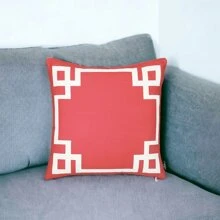 18" Red And White Throw Pillow Cover