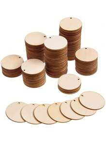 100 Pieces Raw Wooden Rings With Holes, 2.5/5/10/15cm Multiple Specifications Round Wooden Discs For DIY Crafts Painting And Doodling Christmas Decorations