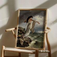 1 件复古帆布印刷海报，萨福之死帆布墙画，艺术品壁画适用于浴室卧室办公室客厅墙壁装饰，家居装饰，无框架 - 彩色 - 查看 1