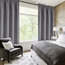 2pcs/Set Solid Color Blackout Curtains, Thermal Insulated Energy Saving Suitable For Bedroom, Living Room, Dining Room, Balcony, 7+3 Rod Pocket Window Curtains,Width 132cm X Length 213cm