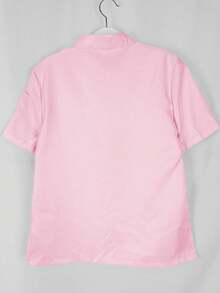 Blusa de cocina de mujer de unicolor con media cartera y dos botones - Rosa - Ver 2