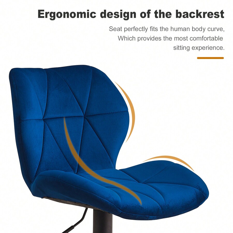 CLIPOP Velvet Bar Stools Set Of 2 Height Adjustable Kitchen Breakfast