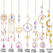 7 Pcs Crystal Suncatcher For Window Hanging Sun Catchers With Crystal Prisms Decor For Indoor Outdoor Home Party Wedding Decor Hanging Crystals For Decoration - Gold - View 7