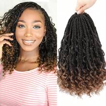 Karida 盒状辫子钩针编织发尾卷曲波西米亚嬉皮士辫子预绕女神盒状辫子头发合成编织接发女士日常节日和角色扮演编织佩戴热水定型女士接发圣诞礼物