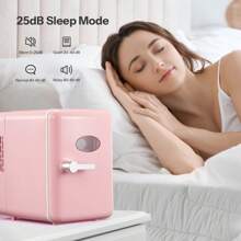 Reemix Mini Fridge With Handle, Small Fridge Rapid Cooling 4 Liter/6 Cans Skincare Fridge, Cooler And Warmer Refrigerators For Bedroom, Cosmetics, Office And Car, Pink - 查看 6