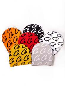 1pc Men's Letter C Constellation Print Jacquard Knitted Cap, Fashion Multi-Color Unisex Acrylic Beanie Hat, Fashion Streetwear Warm Winter Accessory Fall Outfit