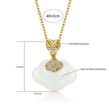 Dai Yan jewelry 1 件优雅奢华 925 银金水钻镶嵌天然白玛瑙吊坠项链，女性生日礼物，新款简约锁骨链，时尚，适合生日、情人节、圣诞节、周年纪念日，送给女朋友、妻子、母亲的礼物 - 金黃色 - 查看 5