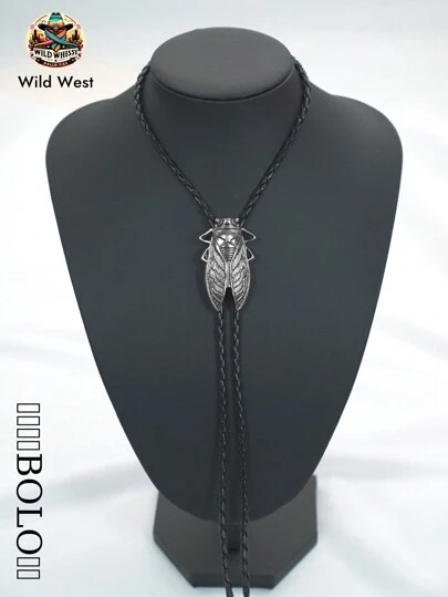 Vilda Västern BOLO Bolo-slips för män - Insekt-cikada Handgjord unik indiansk västerländsk cowboy-slips i skinn för män och kvinnor Kläder Tillbehör One Piece