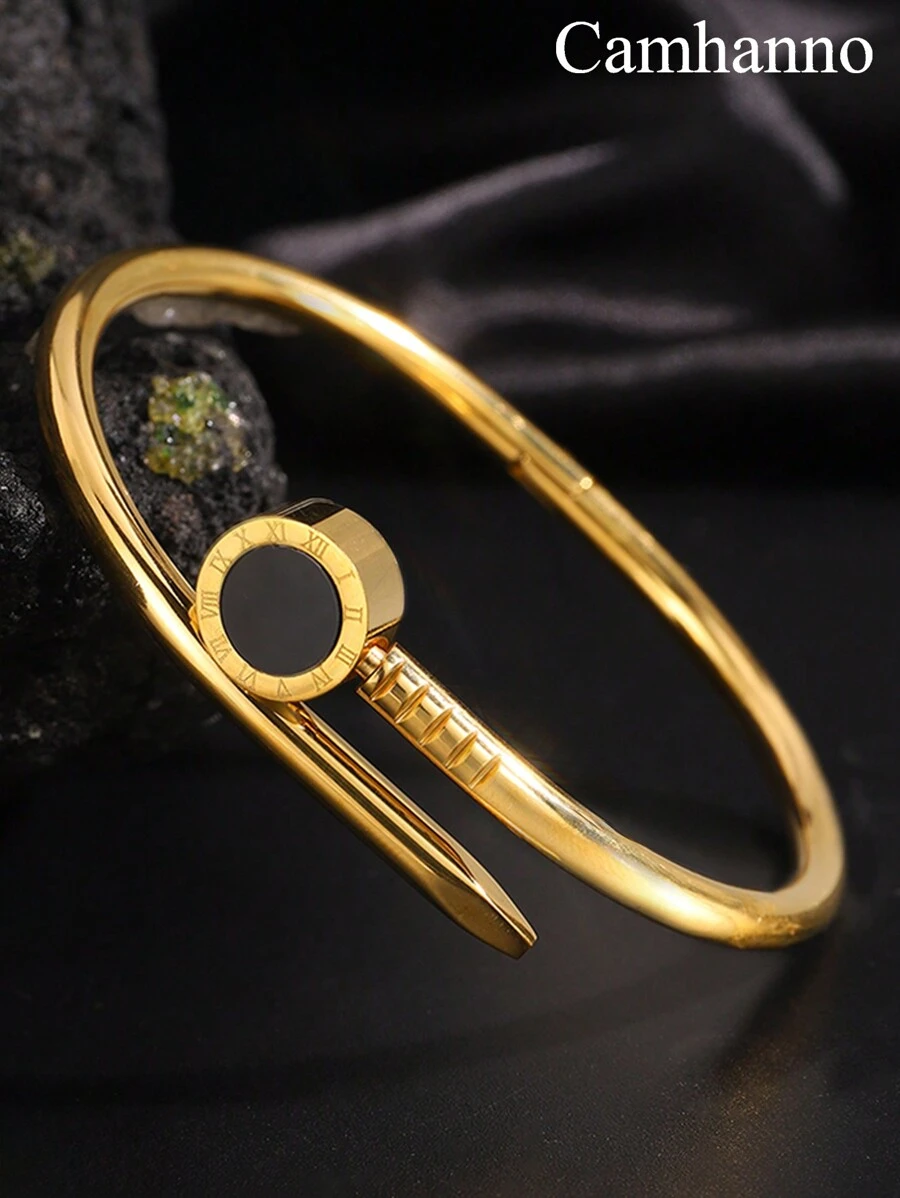 1 Piece Of Retro Personalized Stainless Steel Number Ring Bracelet As A Gift For A Friend - Gold - View 1