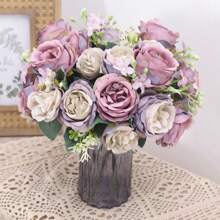 1 Bó hoa hồng nhân tạo cao cấp - Hoa giả sang trọng dùng để trang trí tiệc cưới/ngày lễ tình nhân, bó hoa cô dâu tự làm & quà tặng Ngày của Mẹ, đồ trang trí bàn tiệc thanh lịch (màu đỏ đậm/hồng phấn) - Nhiều màu - Xem 11