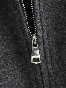 HH 女装秋季时尚复古翻领长袖夹克带口袋女休闲百搭长袖外套 - 灰色 - 查看 8