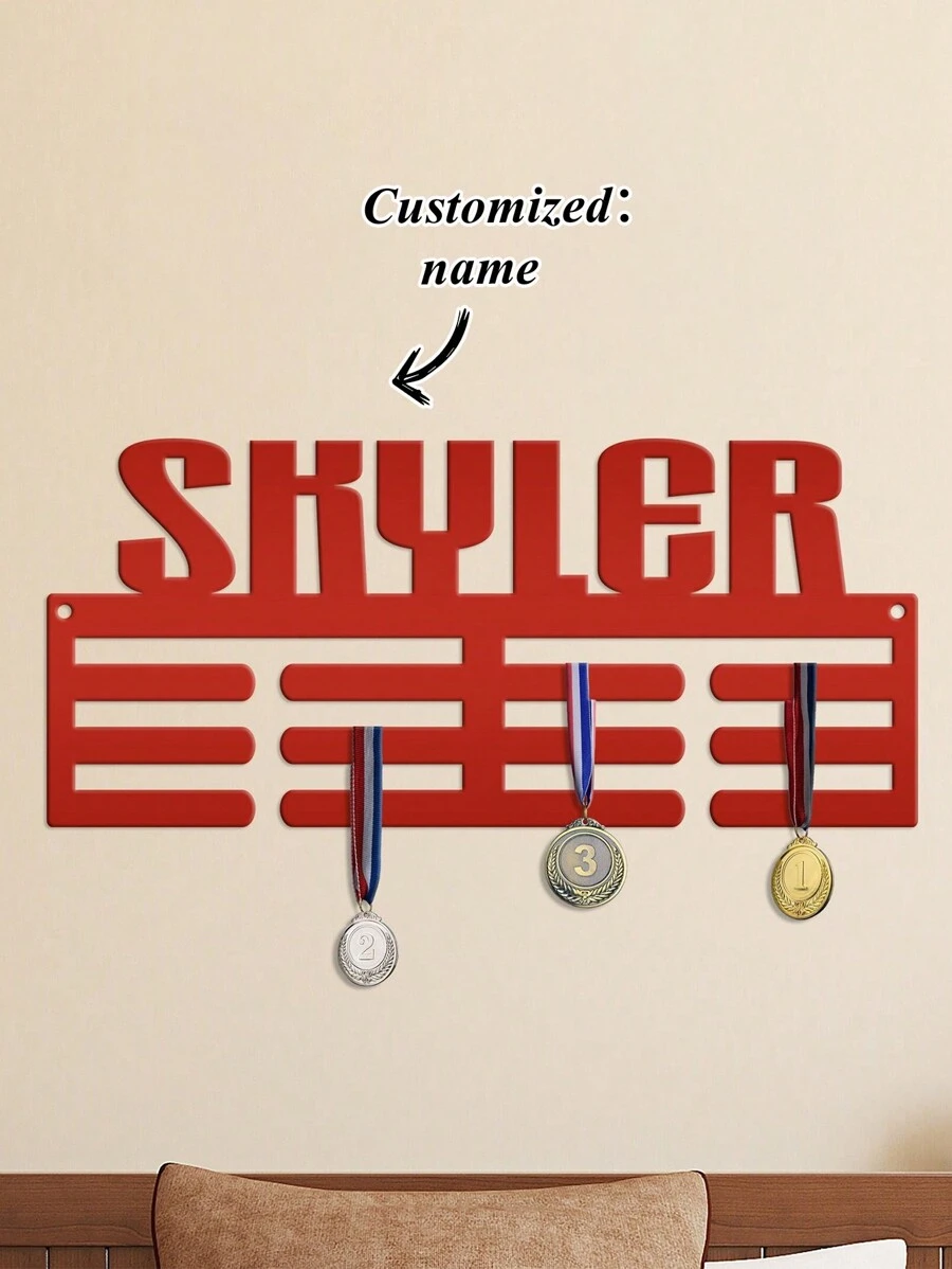 Perchero personalizado para medallas, Soporte metálico personalizado para cintas de medallas deportivas, Ideas de regalos únicos, Estante personalizado para exhibir medallas, Regalo de cumpleaños o Navidad - Multicolor - Ver 1