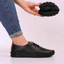 Women's Casual Sneakers, Flexible Sole, Low-Cut With Laces, Lightweight And Comfortable, Traditional Adult Women's Sneakers - MX-A 黑色/焦糖色 - 查看 1