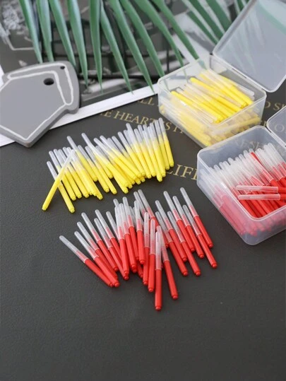 50支装牙间刷，牙套清洁刷，软毛牙签，360°可弯曲刷头，牙齿间清洁牙龈牙套清洁套装，口腔清洁工具