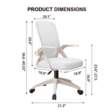 Office Chair, Ergonomic Desk Chair Breathable Mesh Chair Swivel Chair With Flip-Up Arms And Lumbar Support Computer Chair For Home Office - trắng - Xem 6