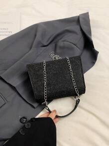 迷你印花铆钉锁时尚手提包 - 黑色 - 查看 5