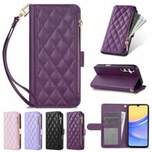 ZZXX Phone Holder Luxury Wallet Small Fragrance Zipper Multi Card Slot Photo Frame Kickstand With Hand Strap Magnetic Flip High-Quality Artificial Leather Case Compatible With Iphone Compatible With Samsung Galaxy Compatible With Xiaomi Redmi Compatible With Huawei Honor Moto OPPO Fashion Shockproof Protective Card Bag Waterproof Anti-Fall Scratch Resistant Full Cover